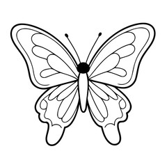 Vector illustration of a cute Butterfly doodle for toddlers colouring page