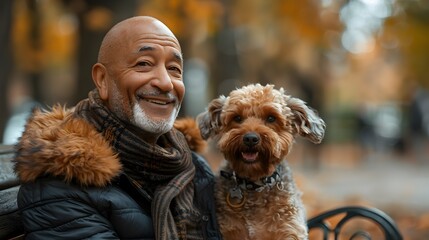 Mature Man and Canine Companion Find Genuine Connection in a Natural Park Moment