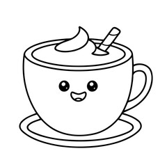 Simple vector illustration of Teacup outline for colouring page