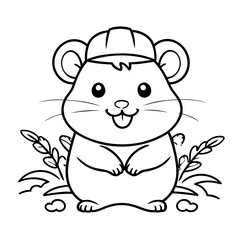Cute vector illustration Hamster doodle for toddlers worksheet