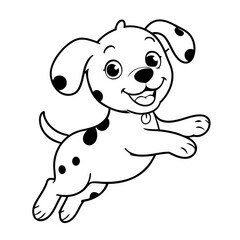 Cute vector illustration Dalmatian drawing for kids colouring activity