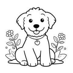 Cute vector illustration Labradoodle doodle for kids coloring worksheet