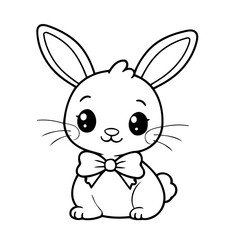 Cute vector illustration Bunny hand drawn for kids coloring page