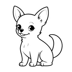 Vector illustration of a cute Chihuahua doodle for toddlers coloring activity