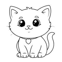Cute vector illustration kitten doodle black and white for kids page