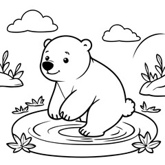Cute vector illustration Polarbear for kids colouring page