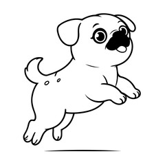 Simple vector illustration of Pug drawing for children page