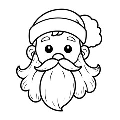 Simple vector illustration of Santa drawing for kids colouring activity