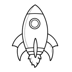 Cute vector illustration Rocket doodle for toddlers coloring activity