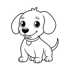 Simple vector illustration of Dachshund drawing for toddlers book