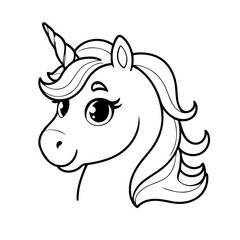 Cute vector illustration Unicorn doodle for kids colouring page