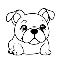 Vector illustration of a cute Bulldog drawing for kids page