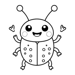 Vector illustration of a cute Beetle doodle colouring activity for kids