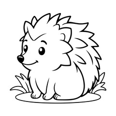 Vector illustration of a cute hedgehog doodle for toddlers colouring page