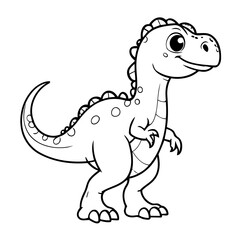 Cute vector illustration Dino doodle black and white for kids page