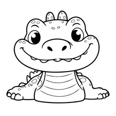Cute vector illustration crocodile drawing colouring activity
