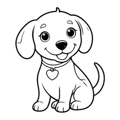 Cute vector illustration Dachshund drawing colouring activity