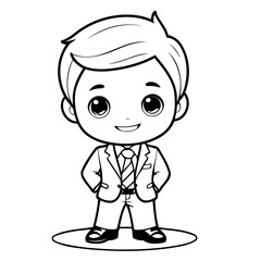 Vector illustration of a cute Businessman drawing for toddlers colouring page