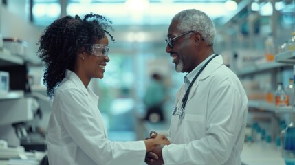 Obraz premium The Warm Handshake of Scientists