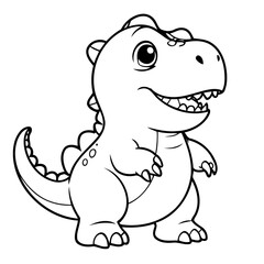 Cute vector illustration TRex hand drawn for kids coloring page