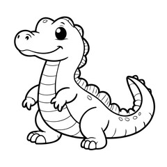 Cute vector illustration alligator doodle for toddlers coloring activity