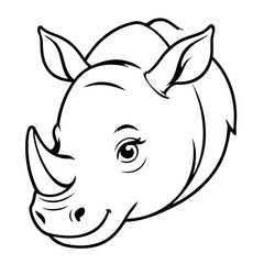 Cute vector illustration Rhino for toddlers colouring page