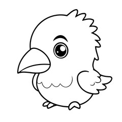 Fototapeta premium Vector illustration of a cute Raven drawing colouring activity