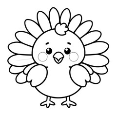 Cute vector illustration Turkey for kids colouring worksheet