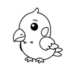 Vector illustration of a cute Parrot drawing for children page