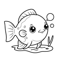 Simple vector illustration of Blobfish hand drawn for kids coloring page