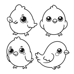 Cute vector illustration Bird drawing for children page