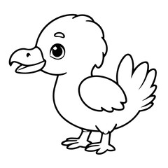 Simple vector illustration of Dodo for kids coloring page