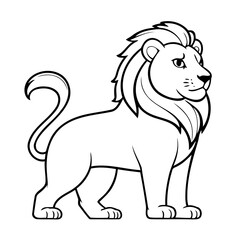 Simple vector illustration of Lion drawing for kids colouring page
