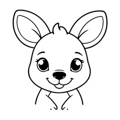 Simple vector illustration of Kangaroo for toddlers colouring page