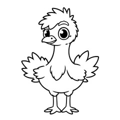 Cute vector illustration Emu drawing for kids page