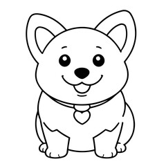 Vector illustration of a cute WelshCorgi drawing for colouring page