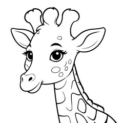 Cute vector illustration Giraffe drawing for toddlers book