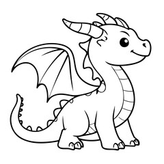 Cute vector illustration Dragon doodle for toddlers worksheet