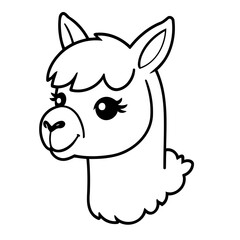 Cute vector illustration Llama drawing for toddlers colouring page