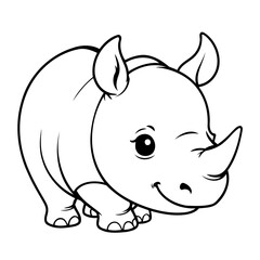 Simple vector illustration of Rhino colouring page for kids