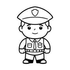 Simple vector illustration of Policeman hand drawn for toddlers