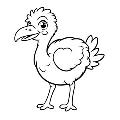 Cute vector illustration ostrich drawing for kids page