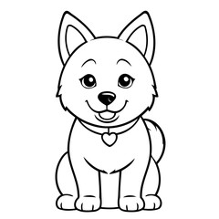 Vector illustration of a cute Husky doodle drawing for kids page