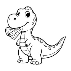 Cute vector illustration Dino for children colouring activity