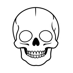 Simple vector illustration of Skull hand drawn for kids coloring page