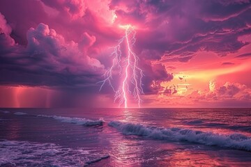 Lightning Bolt Over the Ocean