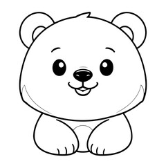 Simple vector illustration of Bear drawing for toddlers book