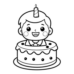 Simple vector illustration of Boy drawing colouring activity