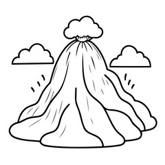 Cute vector illustration Volcano drawing for children page