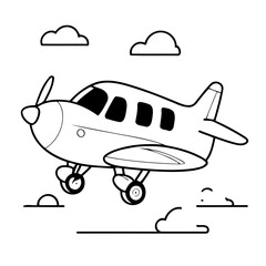 Simple vector illustration of airplane drawing for toddlers coloring activity